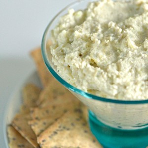 a Raw and Dairy Free Dip served with gluten free crackers