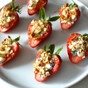 Strawberries, Blue Cheese & Crushed Pecans