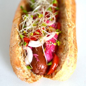 Gourmet Hot Dogs with organic toppings