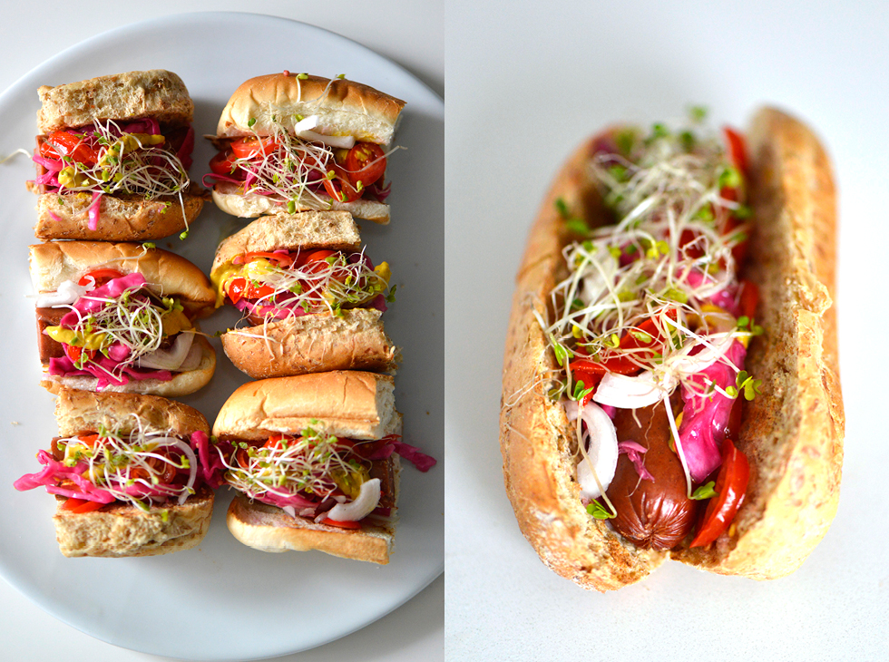 Gourmet Hot Dogs with organic toppings