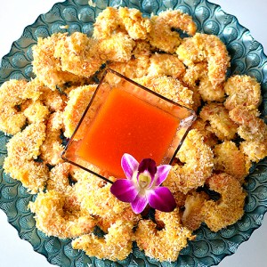 Coconut Shrimp Appetizer with a Sweet-Hot Dipping Sauce