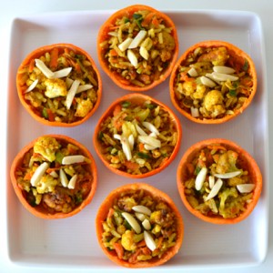 Indian Fried Rice: A Vegan Medley Served in Clementine Cups