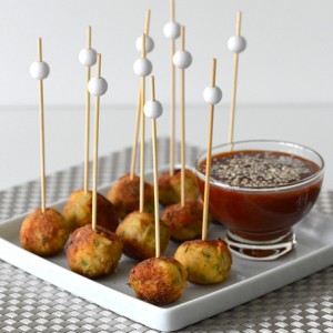 Cod Fish Balls Appetizer with Sweet and Sour Dipping Sauce