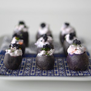 Small Bites: Baby Blue Potatoes with Caviar