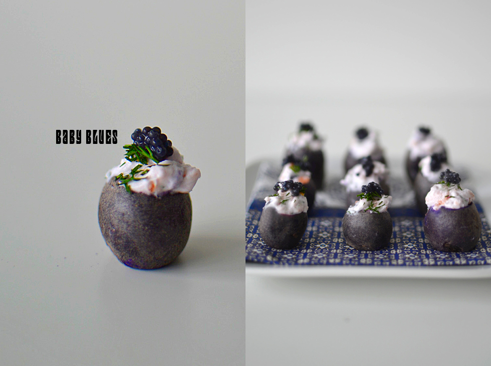 Small Bites: Baby Blue Potatoes with Caviar