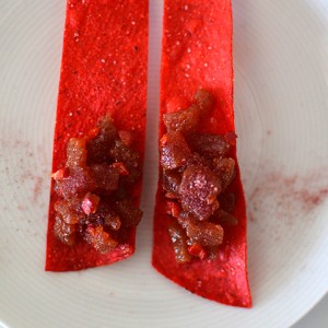Tuna Poke on Red Tortilla Chips: A Red-Hot Sensation