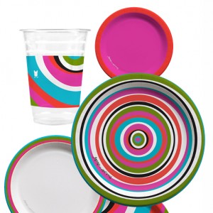 Take it Outside with Colorful Striped Outdoor Party Accessories