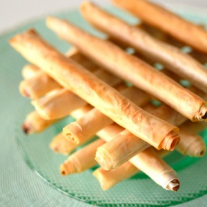 HOBNOBMAG Mini Portions of Dessert Recipe Walnut Pecan Raisin Cream Filo Cigars