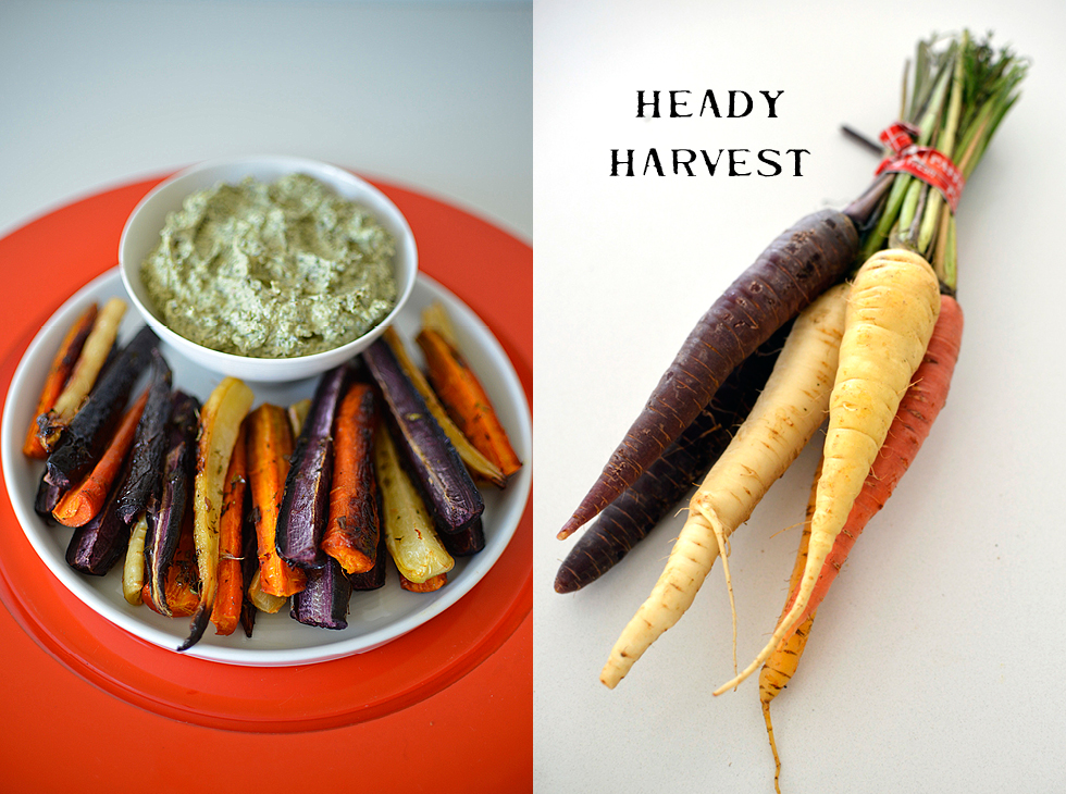 Tricolor Roasted Carrots with Creamy Kale Dip