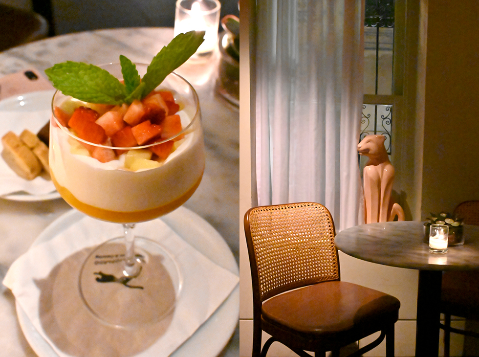 hobnobmag il gattopardo NYC: Coconut Mousse was layered with a passion fruit cream, and topped with fruit macedonia.