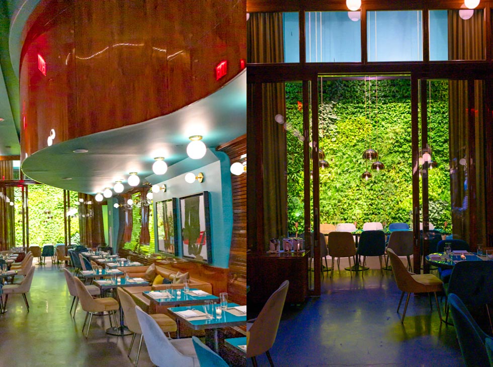 Cafe Hugo in the Hugo Hotel has a skylit green room.